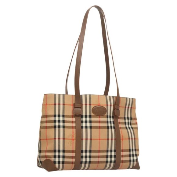 BURBERRY Nova Check Tote Bag Canvas Beige Auth 124112 - Picture 1 of 16